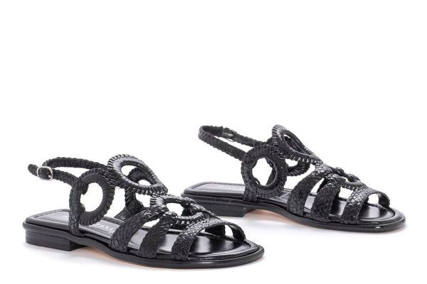 Pons Quintana BLACK TINA FLAT SANDAL