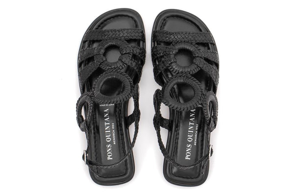 Pons Quintana BLACK TINA FLAT SANDAL
