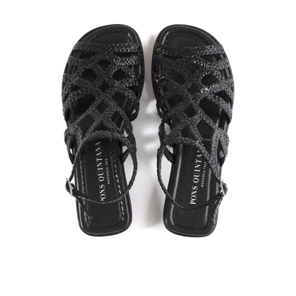 Pons Quintana BLACK TINA FLAT SANDAL