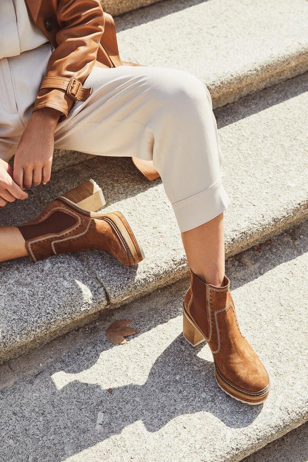 Pons Quintana BOTIN TACON OLIVIA VELOUR CUERO