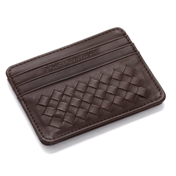 Pons Quintana BROWN BRAIDED CARD HOLDER