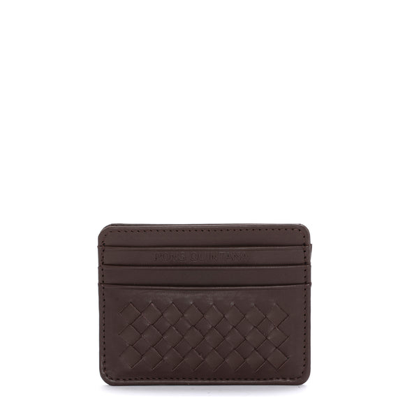 pons quintana BROWN BRAIDED CARD HOLDER