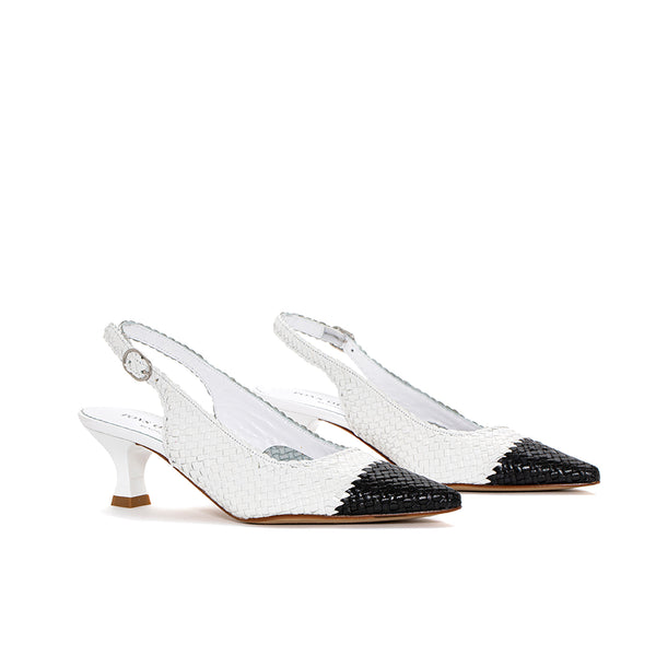 Pons Quintana CAROL WHITE BLACK HEEL SHOE