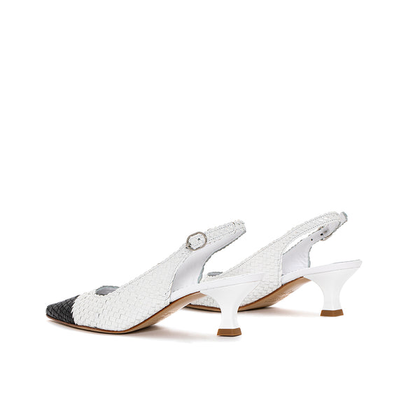 Pons Quintana CAROL WHITE BLACK HEEL SHOE