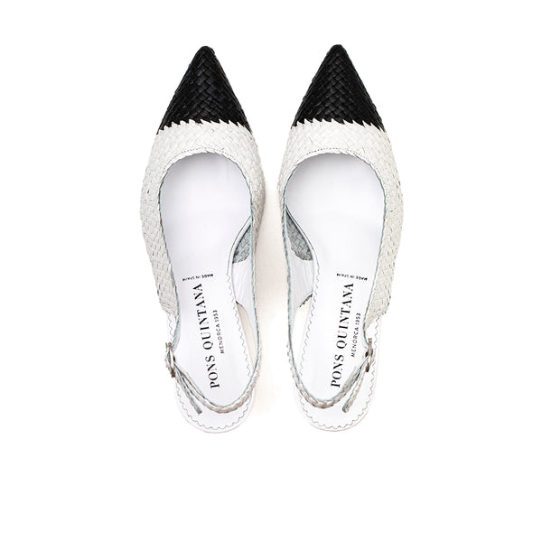 Pons Quintana CAROL WHITE BLACK HEEL SHOE