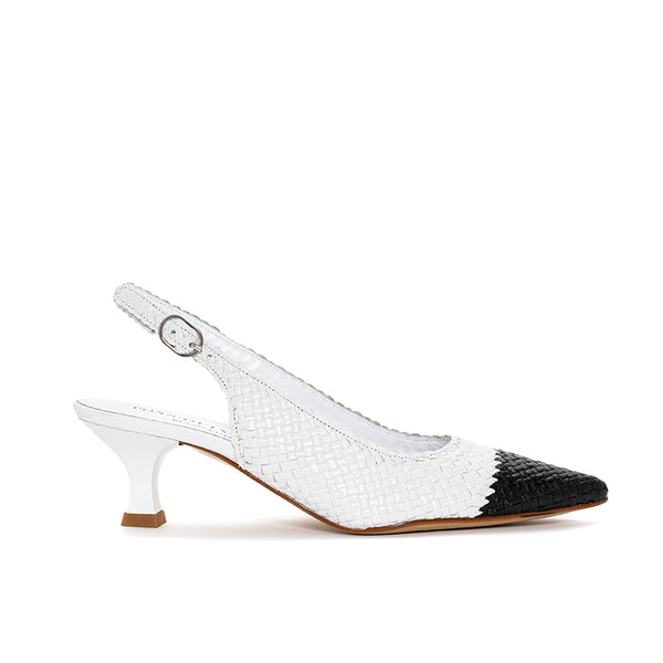 pons quintana CAROL WHITE BLACK HEEL SHOE