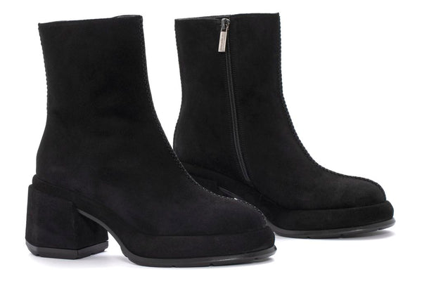 Pons Quintana LAURA VELOUR BLACK HEEL ANKLE BOOT