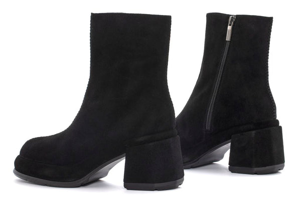 Pons Quintana LAURA VELOUR BLACK HEEL ANKLE BOOT