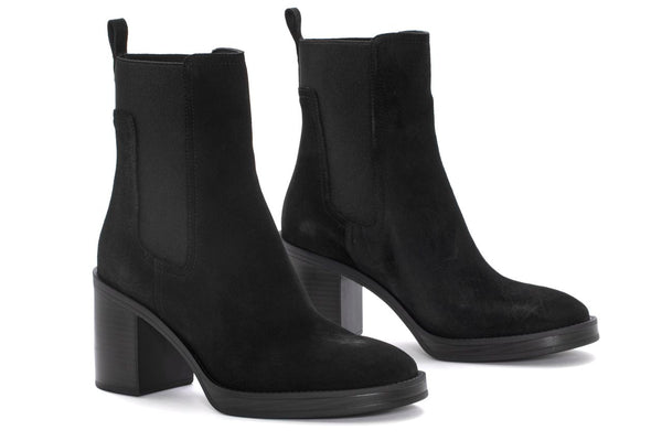 Pons Quintana MABEL VELOUR BLACK HEEL ANKLE BOOT