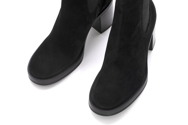 Pons Quintana MABEL VELOUR BLACK HEEL ANKLE BOOT