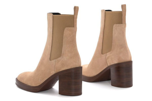 Pons Quintana MABEL VELOUR CAMEL HEEL ANKLE BOOT