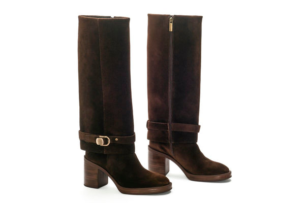 Pons Quintana MABEL VELOUR EBONY HEEL BOOT