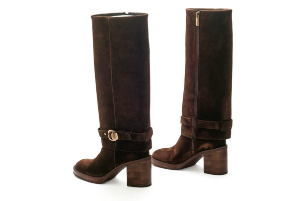 Pons Quintana MABEL VELOUR EBONY HEEL BOOT