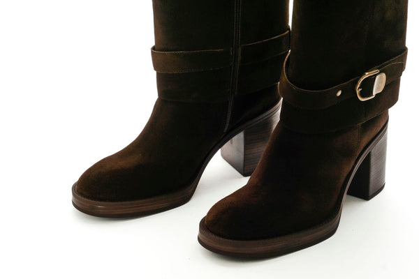 Pons Quintana MABEL VELOUR EBONY HEEL BOOT