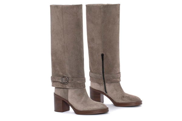Pons Quintana MABEL VELOUR TAUPE HEEL BOOT