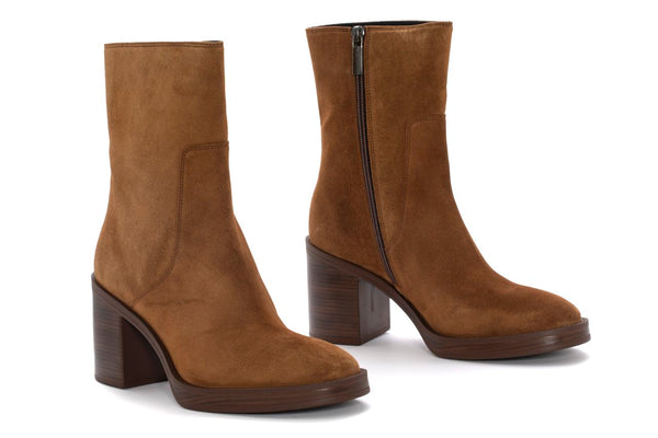 Pons Quintana MABEL VELOUR TOFFE HEEL ANKLE BOOT