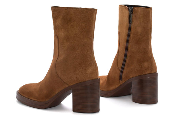 Pons Quintana MABEL VELOUR TOFFE HEEL ANKLE BOOT