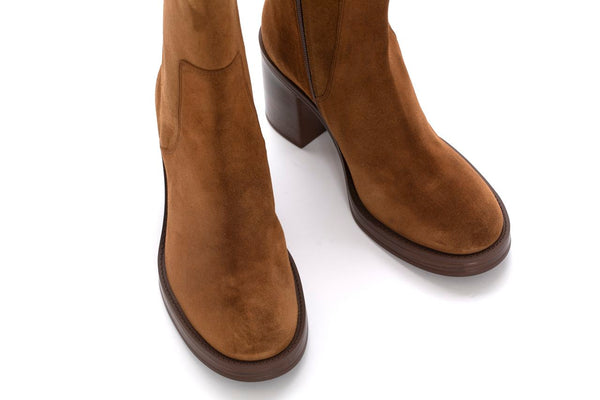 Pons Quintana MABEL VELOUR TOFFE HEEL ANKLE BOOT