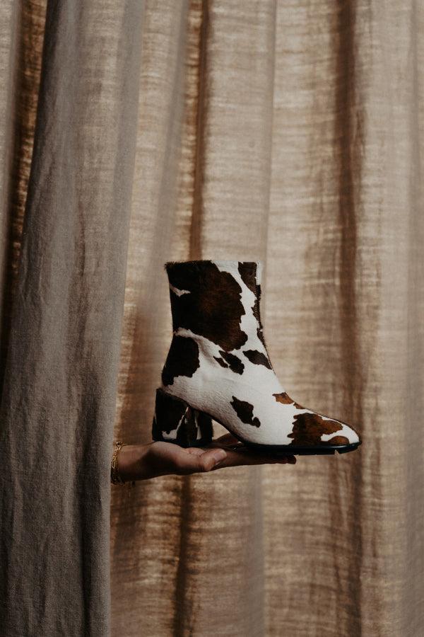 Pons Quintana MUCCA EBONY GINGHAM HEEL BOOT