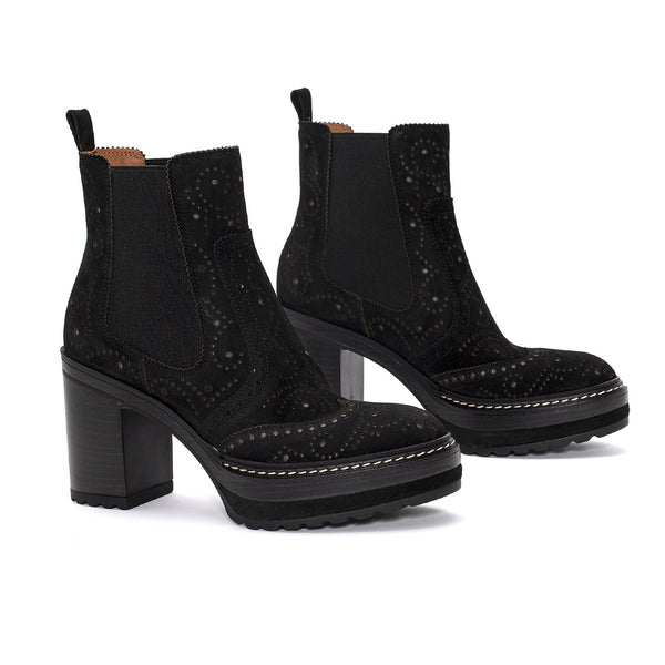 Pons Quintana OLIVIA BLACK VELOUR HEEL BOOT