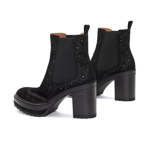 Pons Quintana OLIVIA BLACK VELOUR HEEL BOOT