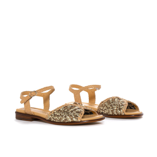 Pons Quintana PLATINUM METAL AND OASSI FLAT SANDAL