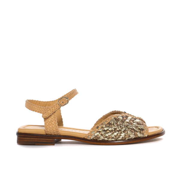 pons quintana PLATINUM METAL AND OASSI FLAT SANDAL