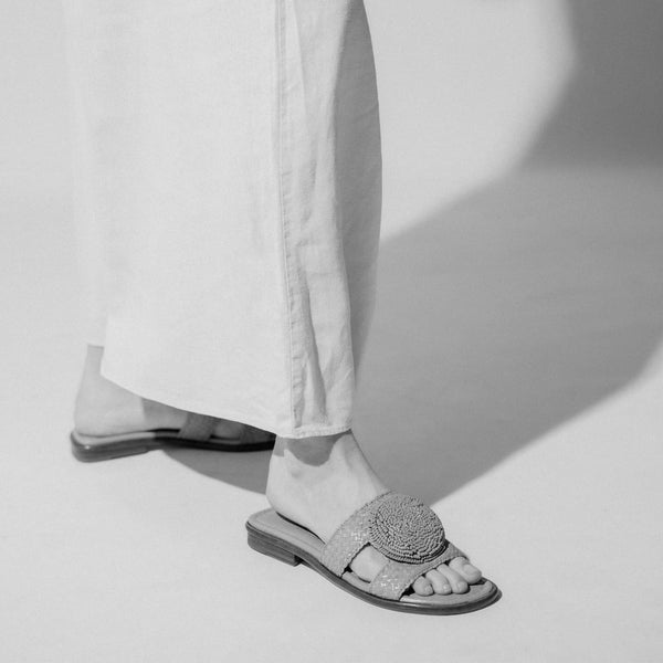 Pons Quintana PLATINUM METAL TINA FLAT SANDAL