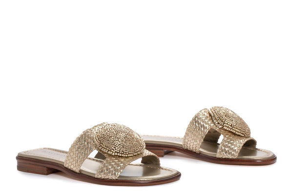 Pons Quintana PLATINUM METAL TINA FLAT SANDAL