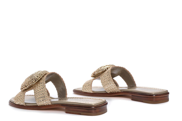 Pons Quintana PLATINUM METAL TINA FLAT SANDAL