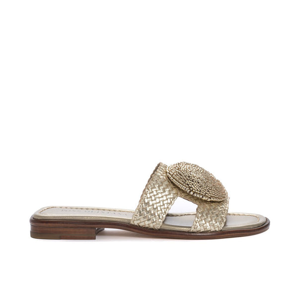 pons quintana PLATINUM METAL TINA FLAT SANDAL