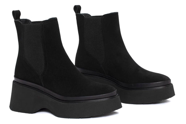Pons Quintana RAQUEL VELOUR BLACK PLATFORM BOOT