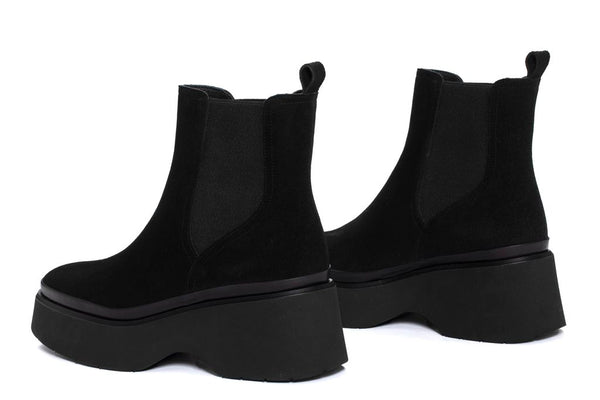 Pons Quintana RAQUEL VELOUR BLACK PLATFORM BOOT