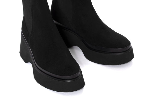 Pons Quintana RAQUEL VELOUR BLACK PLATFORM BOOT