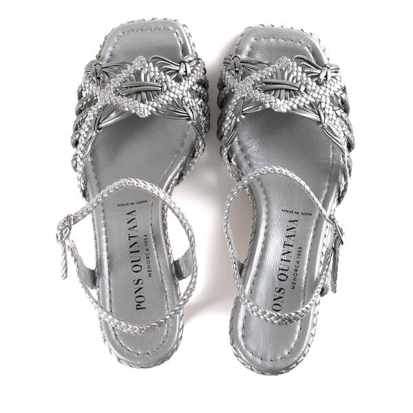 Pons Quintana REIMS METAL SILVER/STEEL HEEL SANDAL