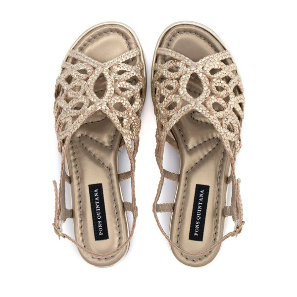 Pons Quintana SANDALIA PLANA DIANA METAL PLATINO