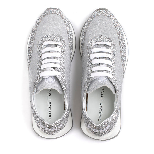 Pons Quintana SNEAKER RUNNER GLITER SILVER