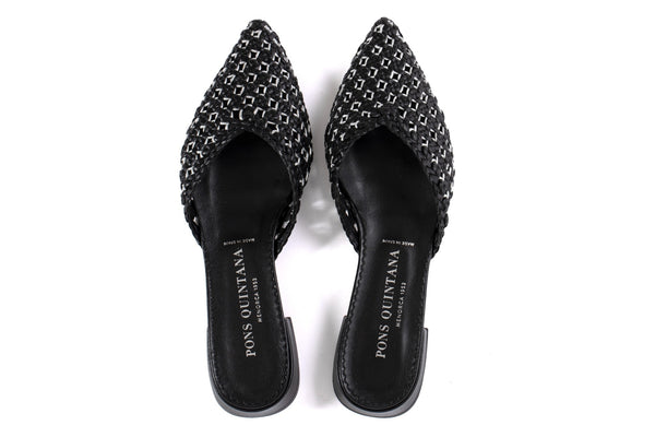 Pons Quintana SONIA BLACK FLAT SANDAL
