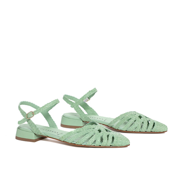 Pons Quintana SONIA WET PISTACHIO FLAT SANDAL