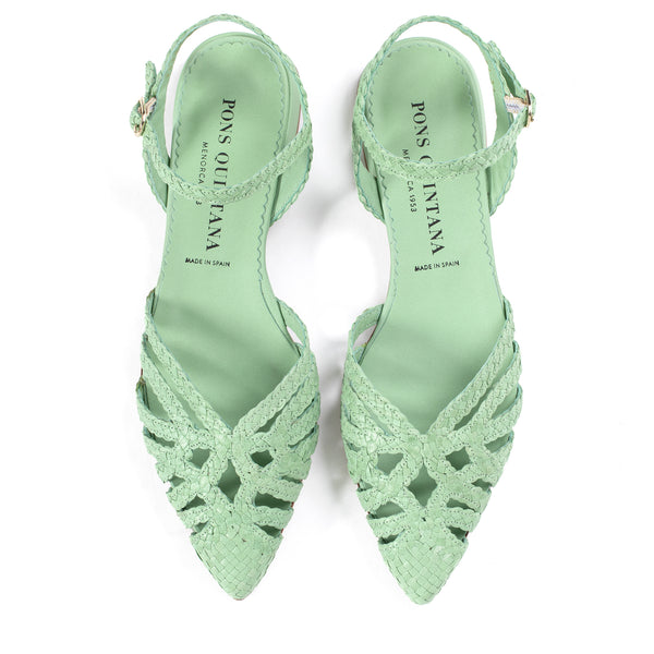 Pons Quintana SONIA WET PISTACHIO FLAT SANDAL