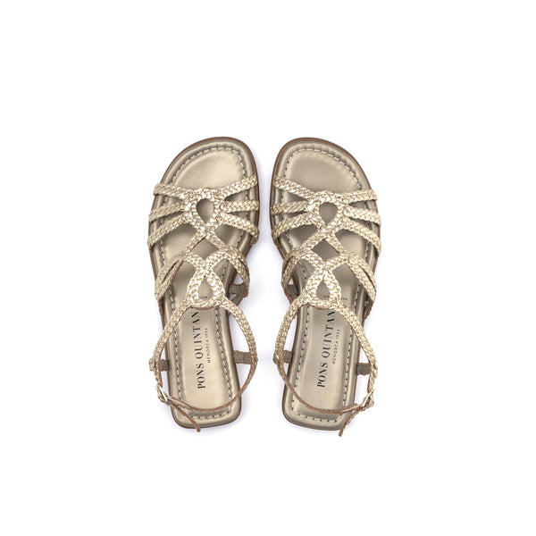 Pons Quintana TINA METAL PLATINO FLAT SANDAL