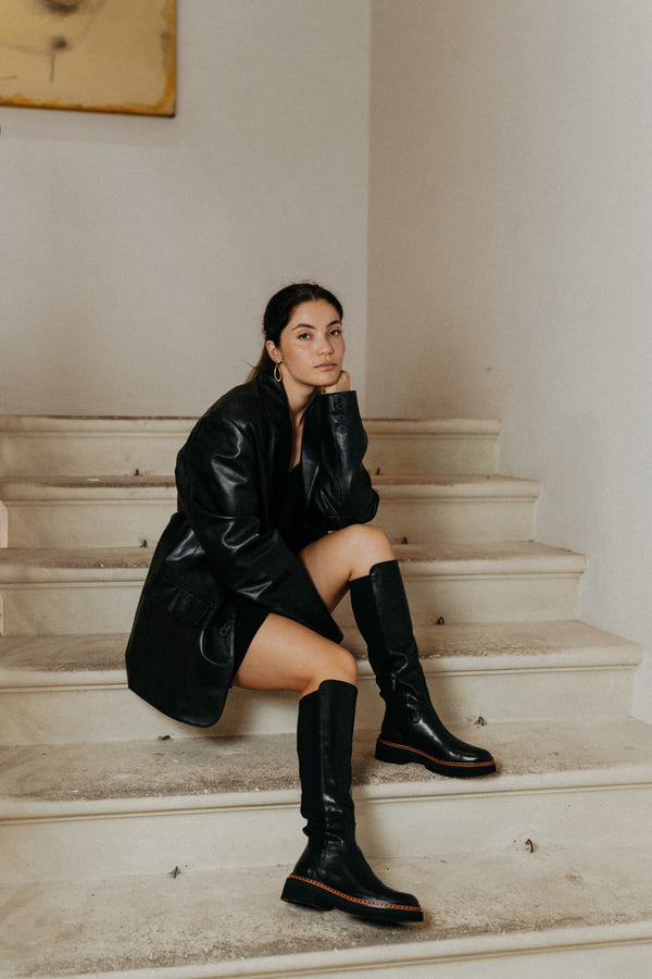 pons quintana YANNY BABY CALF BLACK PLATFORM BOOT