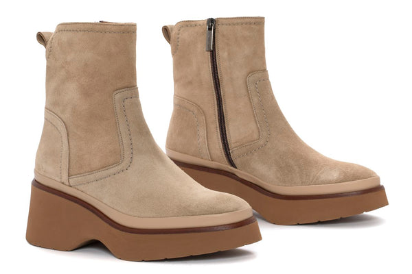 Pons Quintana RAQUEL VELOUR CAMEL PLATFORM ANKLE BOOT