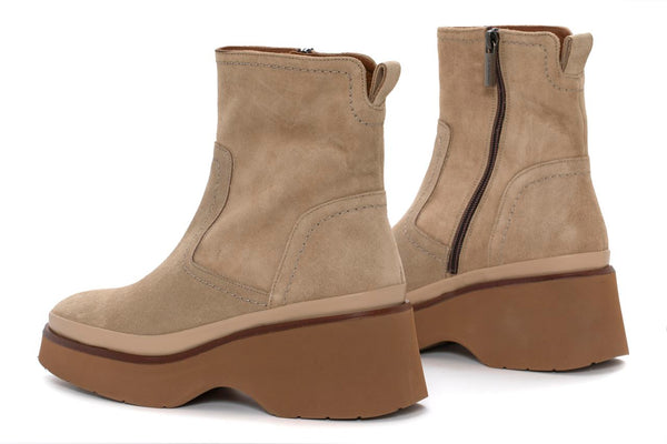 Pons Quintana RAQUEL VELOUR CAMEL PLATFORM ANKLE BOOT