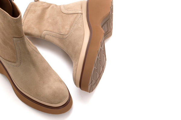 Pons Quintana RAQUEL VELOUR CAMEL PLATFORM ANKLE BOOT