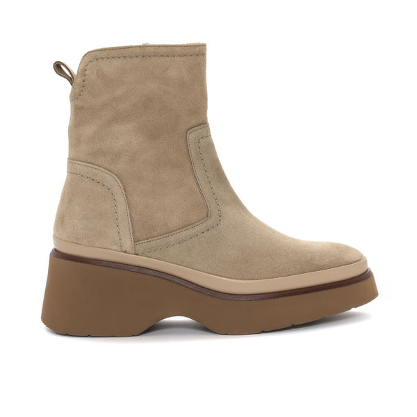 pons quintana RAQUEL VELOUR CAMEL PLATFORM ANKLE BOOT