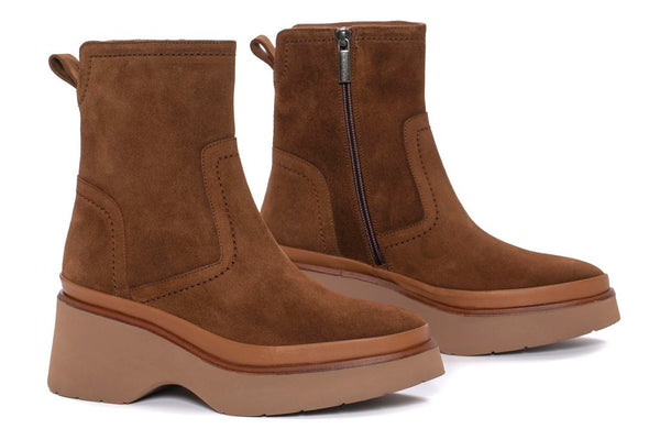 Pons Quintana RAQUEL VELOUR TOFFE PLATFORM ANKLE BOOT