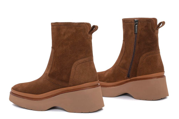 Pons Quintana RAQUEL VELOUR TOFFE PLATFORM ANKLE BOOT