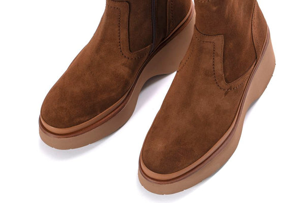 Pons Quintana RAQUEL VELOUR TOFFE PLATFORM ANKLE BOOT