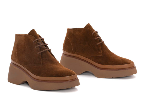 Pons Quintana RAQUEL VELOUR TOFFE PLATFORM ANKLE BOOT